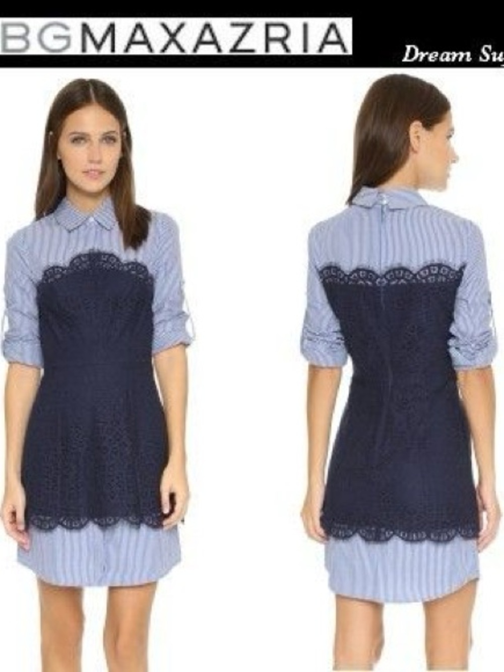 NEW BCBG MaxAzria Kaylin Striped Fitted Shirt Mini Dress Size 2/XS